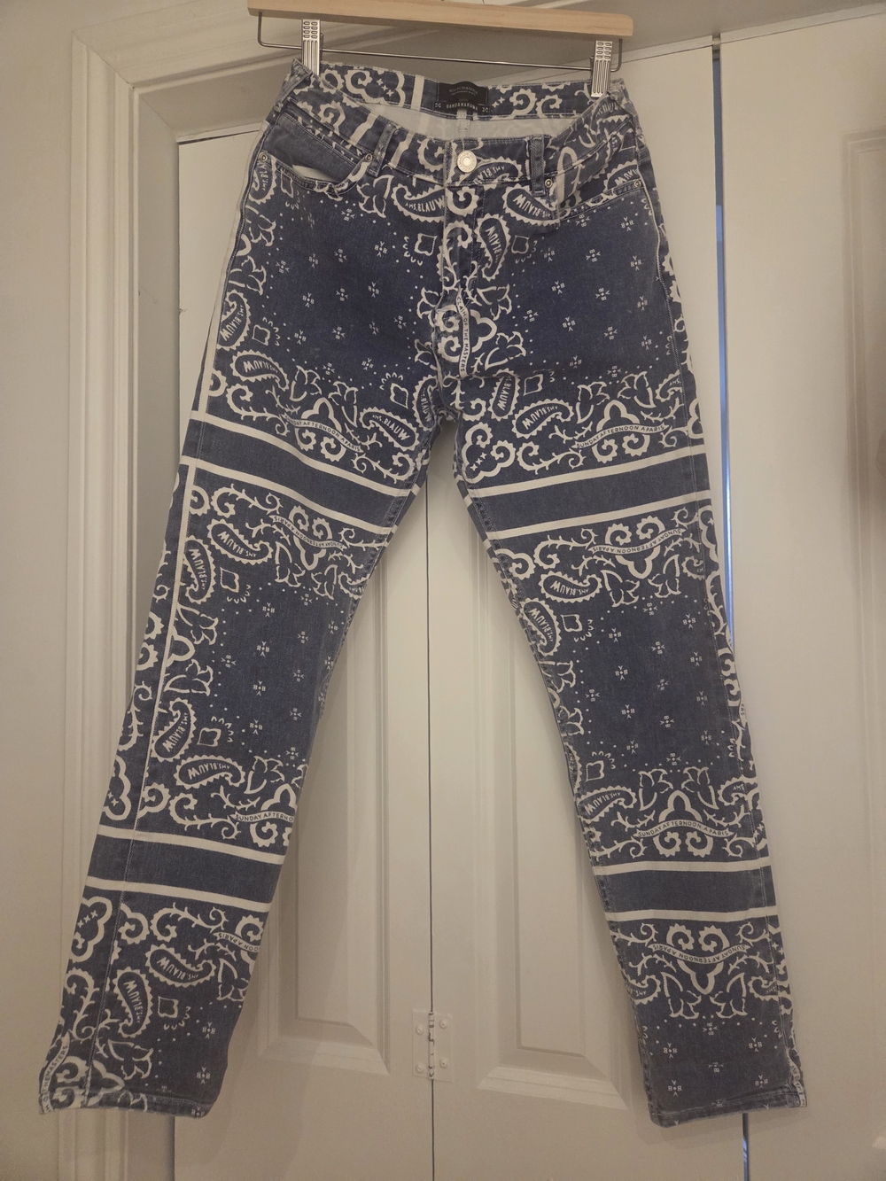Scotch & Soda Blue Bandana-Print Straight Leg Jeans